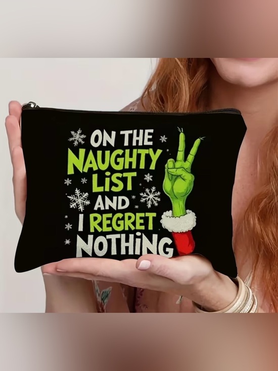 Accessories - Funny Grinch Holiday Cosmetic or Accessory Bag - Black and Green